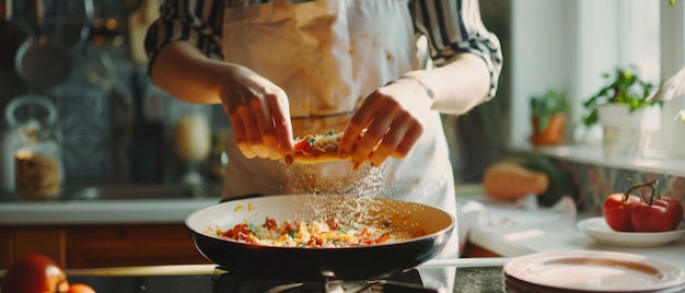 Ruky pripravujú jedlo v kuchyni